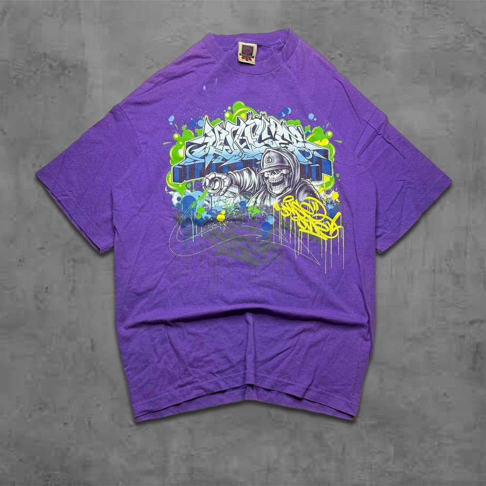 Vintage 2000s Relaxed Purple Dyseone Skater Streetwear Y2K Tee